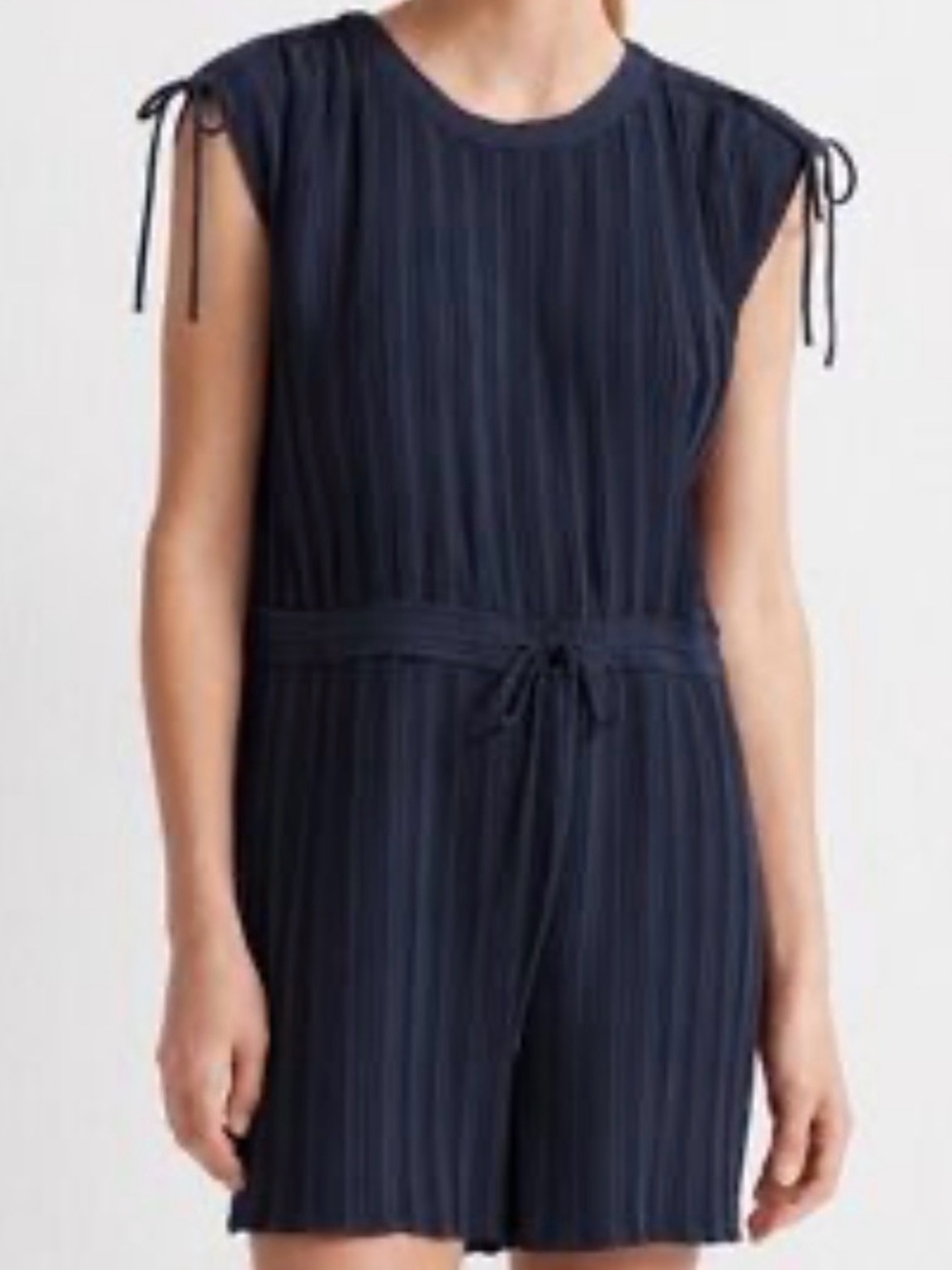 Club Monaco Navy Sleeveless Tie-Waist Romper with Shoulder Ties